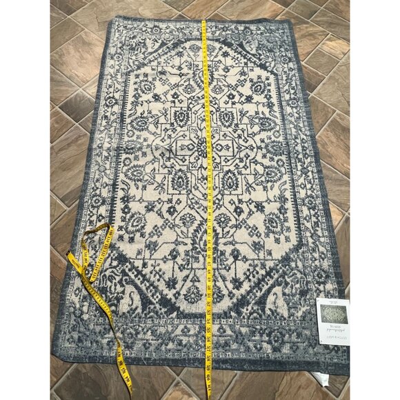 Stitch and Weft Blue Stonewashed Accent Rug 35x59 Boho Runner Mat Machine Wash - Picture 4 of 10